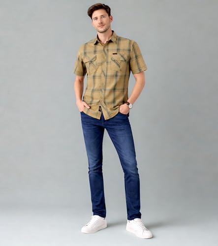 Image of L'MONTE Imported Men's Cotton Casual Checkered Shirts Half Sleeve for Men