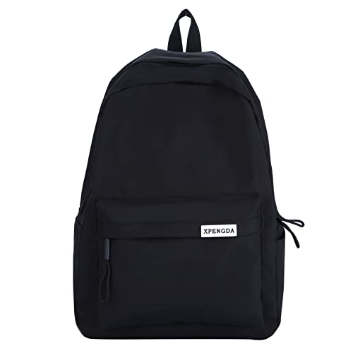 Sac à dos en nylon pour hommes, femmes et adultes, uni, avec fermeture éclair, simple, grande capacité, pour étudiants, sac à dos pour ordinateur...