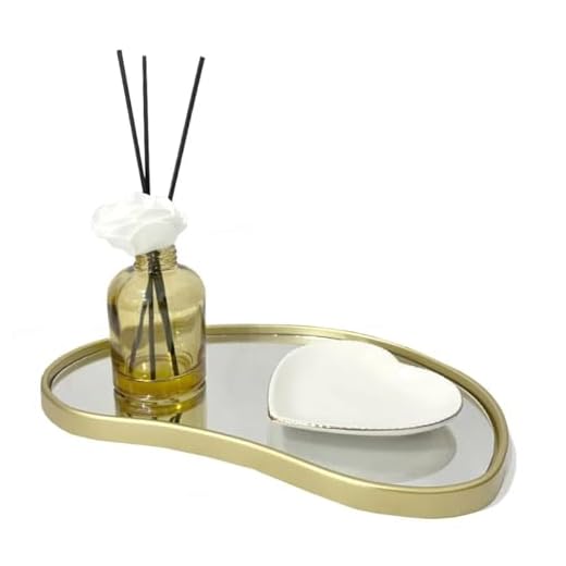Bandeja Espelhada Banheiro Lavabo Bandeja Decorativa Multiuso (Dourado, Orgânico)