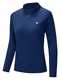 donhobo T-Shirt Damen Sportshirt Langarm Sommer Laufshirt Atmungsaktiv Leicht Yoga Fitness Shirts Schnelle Trockene Funktionsshirt, Dunkelblau, L