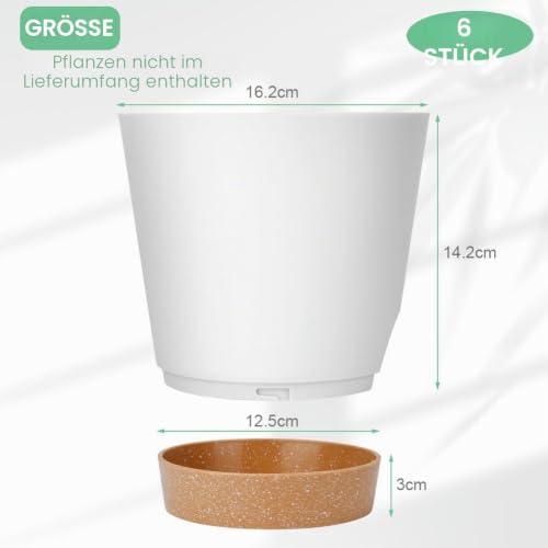 OFFCUP Kunststoff Blumentopf, 6 Stück Blumentopf mit Untersetzer 16.5*17cm – Ansicht 2