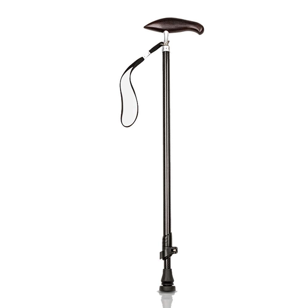 MObyat Andador para Ancianos,Bastón para muletas, Mango de Madera Maciza, Material de Carbono Ajustable, Peso Ligero, portátil, Adecuado para Personas Mayores y Manos sin Fuerza, Firme/Negro/como s