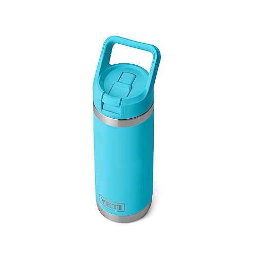 Image of YETI Rambler 18 oz Bottle, Vacuum Insulated, Stainless Steel with Straw Cap, Reef Blue