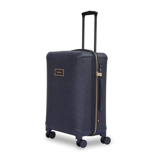 Image of Tommy Hilfiger Jazz Cabin Soft Luggage - Navy |Check-in Trolley Bag with TSA Lock | 360 Spinner Double Wheels | Telescopic Handle | Expandable | Polyester Shell Suitcase | 42L Capacity | 56cm