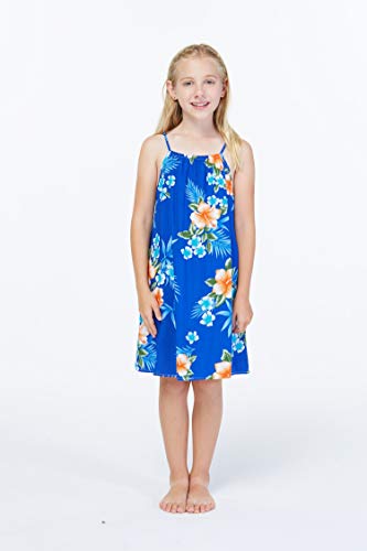 Image of Matchable Family Hawaiian Luau Men Women Girl Boy Clothes in Hibiscus Blue