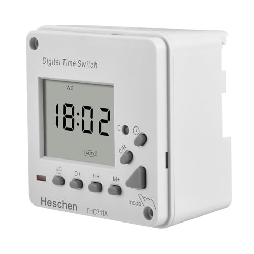 Heschen Elektronischer Timer-Relaisschalter THC711A, 220-240 V, digital, LCD, mit CE-Kennzeichnung