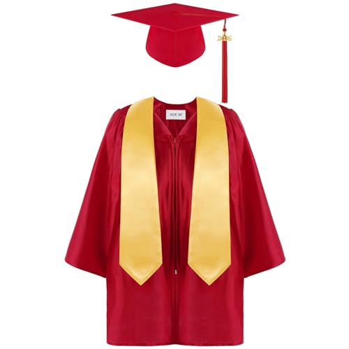  Generico Set Toga e Tocco per Bambini 2-12 Anni Costume da Laureato con Stola Cappello e Nappina 2026 Abito Diploma per Asilo Scuola Materna e Primaria Kit Completo Graduazione 4 Pezzi