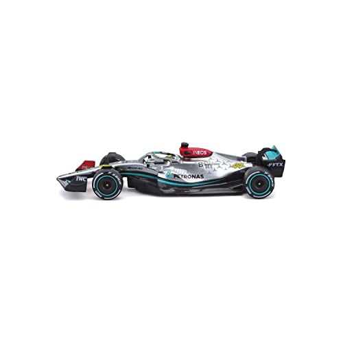 Image of Bburago - 1 /43 Scale Model Compatible with Mercedes-AMG Replica Compatible with Petronas F1 Team W13# 63 Compatible with George Russell 2022 (Silver) Formula 1 Racing Car Miniature