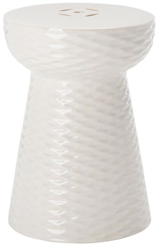 SAFAVIEH Furniture - Daphne Decorative Garden Stool - Creme - Ceramic - Artisan Hand-Painted Design - Ideal for Living Room Patio Garden - Fully Assembled (ACS4523B)
