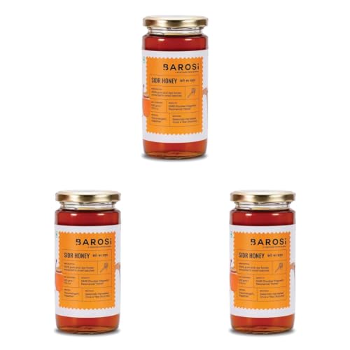 Image of BAROSI [Sidr Honey 500g] Pure, 100% Natural and Ayurvedic, Rich in Vitamins and Minerals, Helps in Curing Cough & Cold, No sugar adulteration, Natural Immunity booster (Pack of 3)