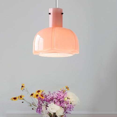Suspension chinoise rétro vintage en verre rose E27 réglable - 3