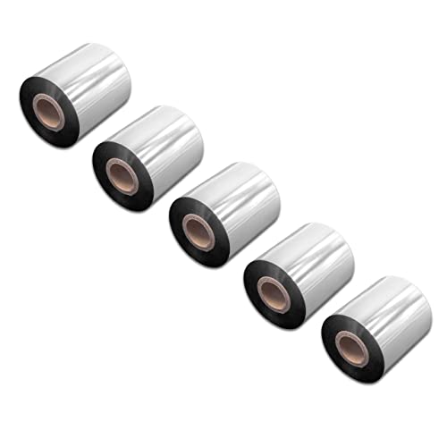 vhbw 5X Thermal Ribbon Compatible with Intermec Honeywell PM43C, PX6i, PX4i Label Printer, 70 mm x 300 m, Wax Resin, Black
