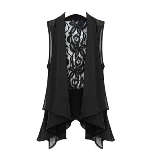 GK-O Women Chiffon Lace Floral Vest Sleeveless Loose Waistcoat Cardigan