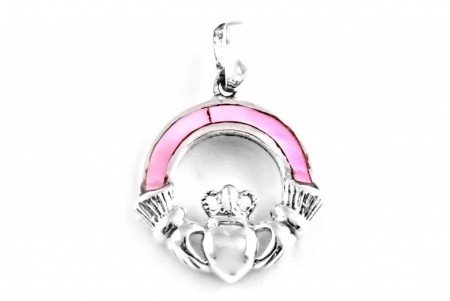 Claddagh pendentif irlandais avec pierre rose le cadeau d'amour idéal en argent