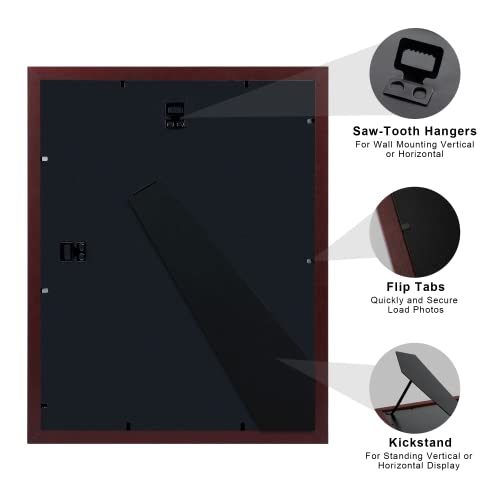 Image of upsimples Diploma Frame with HD Glass, 11x14 Mahogany, 2 Pack | Certificate Degree Frame, Fits 8.5 x 11 with Mat, Graduation Gift for Wall and Tabletop, Black & Gold Double Mats