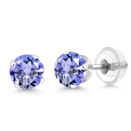 Gem Stone King Solid 14K Gold Genuine Natural Tanzanite Stud
