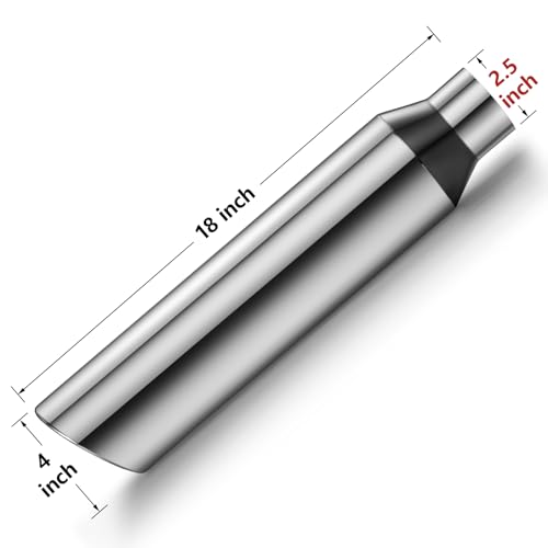 Image of 2PCS Exhaust Tip 2.5 inch Inlet 4 inch Outlet 18 inch Long, High Performance Stainless Steel, Rustproof Polished Finish, Rolled Angle Cut, Bolt-On Diesel Tail Pipe, Universal for Car Truck