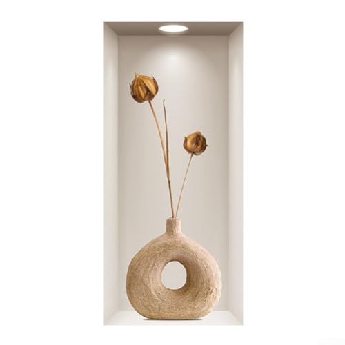 Decalcomanie da parete in PVC effetto 3D vintage con piante finte che forniscono decorazione artistica per salotti, camere da letto e altre aree domestiche con facile rimozione