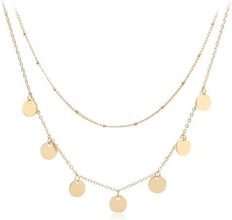 Aisansty Dainty Layered Choker Necklaces Handmade Coin Tube Star ...