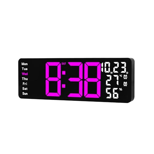 Horloge murale LED grand format numérique date température télécommande