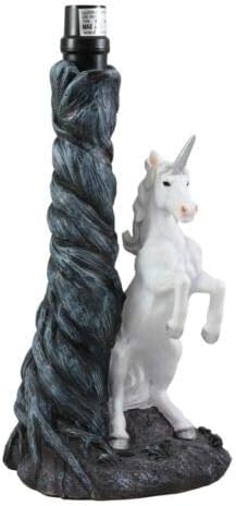 Ebros Gift Enchanted Lights Rearing Mystical Rare White Unicorn Sculptural Desktop Table Lamp with Cloudy Skies Color Printed Shade 19"Tall As Fantasy Home Decor of Unicorns Magic Elixir of Youth