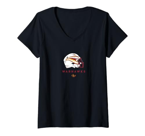 Womens Louisiana Monroe ULM Warhawks All-Season Football Helmet V-Neck T-Shirt