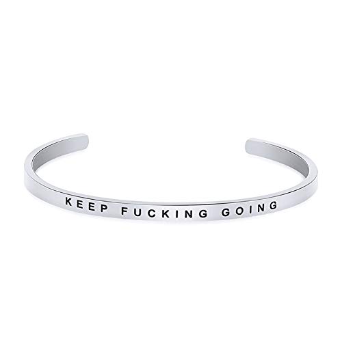 NewChiChi Bracciali Ispirati, Bracciale Rigido Regolabile da 4MM con Cinturino in Acciaio Inossidabile Inciso con Gioielli Motivazionali per Donne e Uomini
