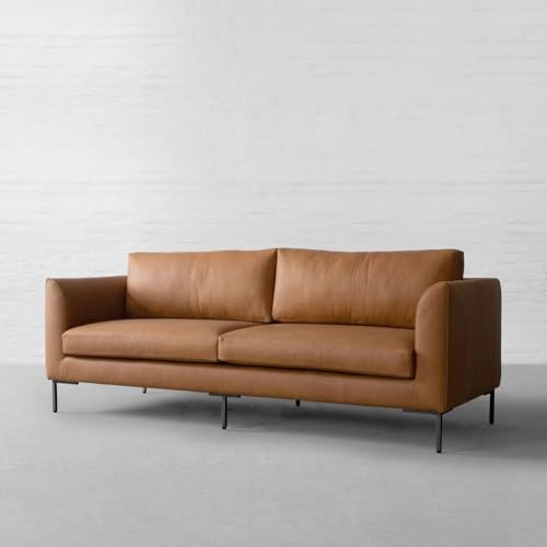 Image of Premium Leatherette Sofa for Living Room | Modern Designer Upholstered Seating | Comfortable Couch for Home, Lounge & Reception Areas | Brown (111821267 3S)
