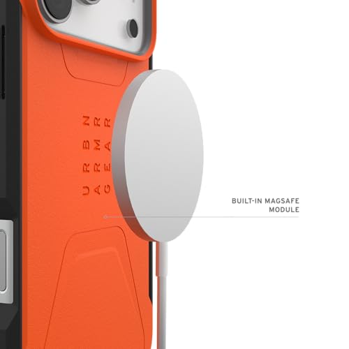 Image of Urban Armor Gear UAG Civilian Magnetic Compatible, Rugged Slim Sleek Shockproof Anti-Slip Military Grade Protective Case /Cover Designed for iPhone 17 Pro Max (2025) - Orange