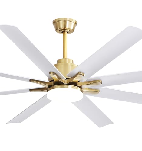 Image of Sofucor 66 Inch Smart Ceiling Fans with Lights, Indoor /Outdoor Ceiling Fan with Light and Remote, Work with Alexa /Google, Reversible DC Motor, White Ceiling Fan Light for Living Room Bedroom Patio