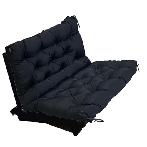 Coussins de balancelle d'extérieur matelas de jardin noir 120 x 100 cm avec dossier