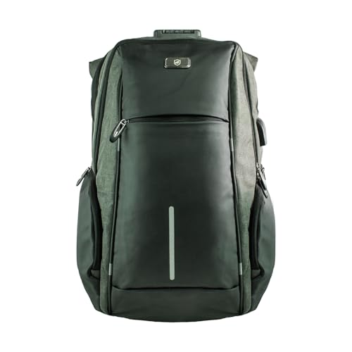 Mochila Casual Unissex Locker 22 Litros com Cadeado padrão TSA Antifurto, Saídas Aux para Cabo USB e Fone P2 Laterais, Bolso Oculto Traseiro, Impermeável, Preta, Gshield