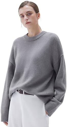 SUUKSESS Women Cashmere Blend Oversized Crew Neck Long Sleeve Pul...
