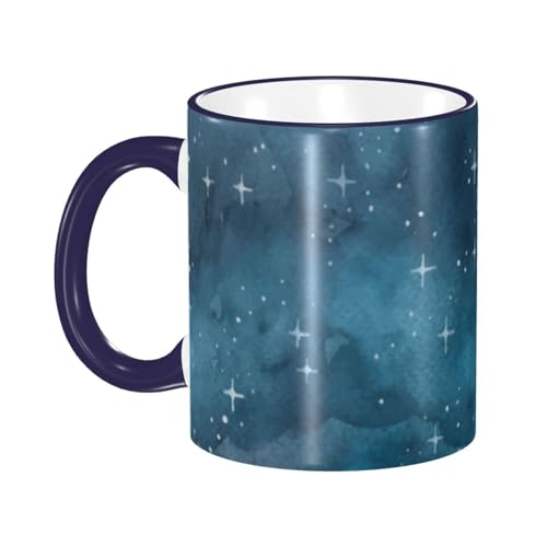 鯨 星柄 水彩 ブルー 宇宙 クジラ かわいい アニメ マグカップ 耐熱 耐冷 電子レンジ対応 大容量 330ml コーヒーカップ 陶器 セラミック 朝食カップ 軽量 誕生日 人気 プレゼント