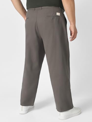 Image of Urbano Plus Men's Loose Mid Rise Baggy Fit Solid Chino Trousers Non-Stretchable