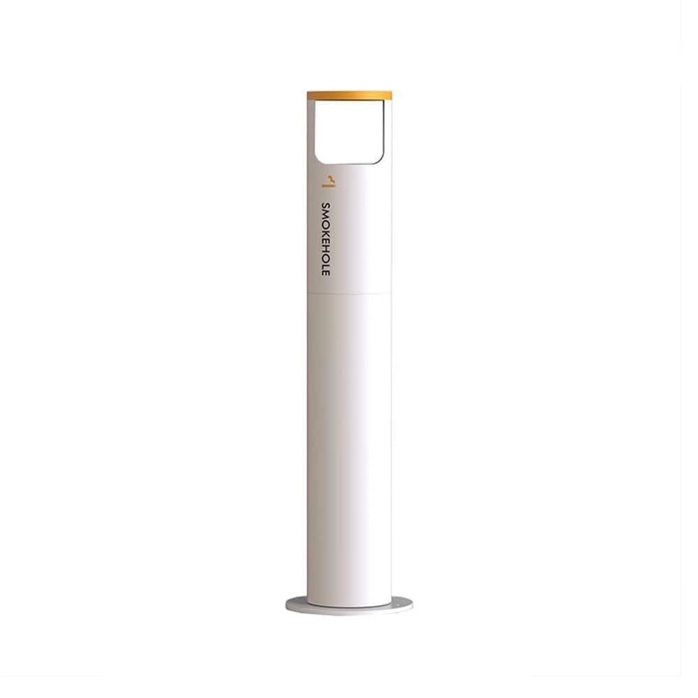 Stand ashtray Outdoor Commercial Districts Stainless Steel Rainproof Ash Pillar Vertical Cigarette Cylinder Pillar(White)