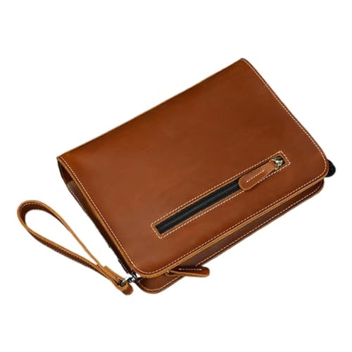 Large Capacity Men's Hand Holding Foreskin Vintage Hand Grasping Clutch Bag Business Wallet with Strap