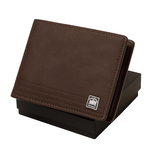 Carteira Masculina Moderna para Cartões CNH RG Couro Pu (Marrom Escuro)