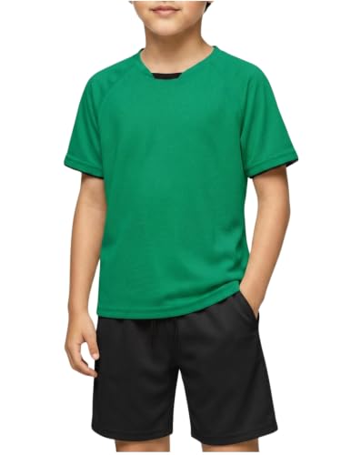 Image of Arshiner Boys Loose Athletic Set Crew Neck T-Shirt & Mesh Short 4-13 Years | Boys Loose Athletic Shorts Set Performance Crew Neck T-Shirt and Mesh Short Outfits Lightweight & Breathable