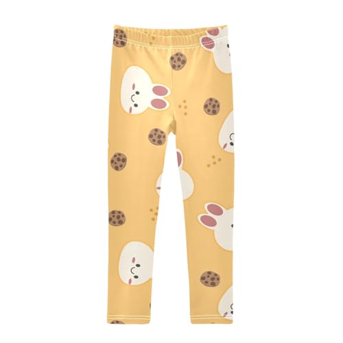 Rabbit Cookies Girls Leggings,Workout Leggings for Girls Toddler Athletic Legging Size for 3-10T