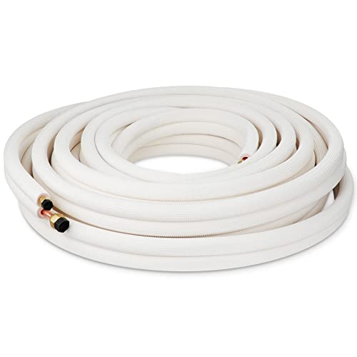 50 Ft Air Conditioning Copper Pipe Extension, 1/4" & 3/8" *3/8Pe Thickened For Mini Split Ac And Heating Equipment Insulation Coil Hvac Refrigerant With Nuts (50 Ft.1/4" & 3/8" *3/8Pe With Nuts) #TOP11