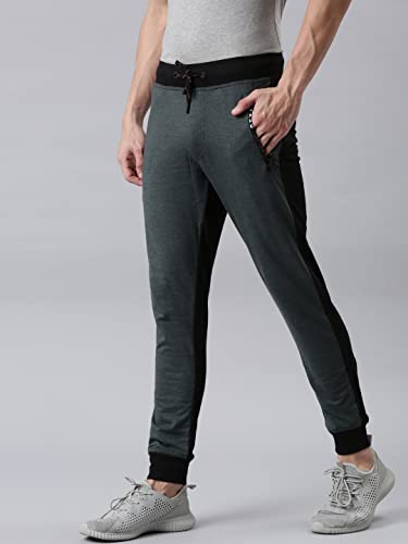 Image of F A S O Men's Super Combed Cotton Joggers | Color Block Design | Comfort Fit | Drawstring | Casual, Gym & Lounge Wear