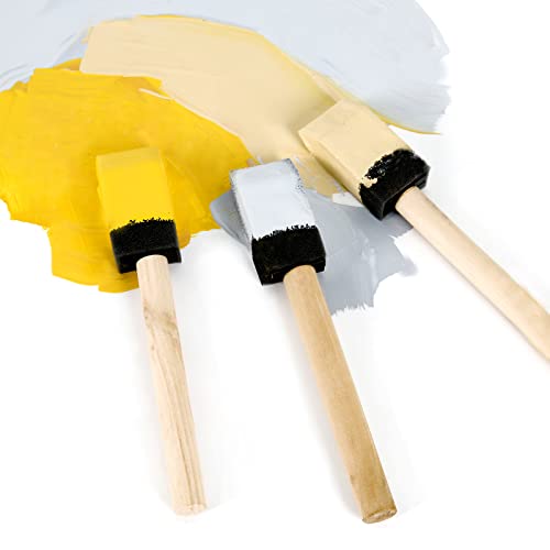 Image of Mister Rui 1 Inch Foam Paint Brushes, 12 Pack - High Density Poly Sponge Brushes for Painting, Mod Podge, Decoupage, Crafts & Cleaning