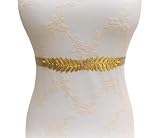 Gold Grecian Leaf Elastic Waist Belt for Women Bridal Sash Wedding Dress