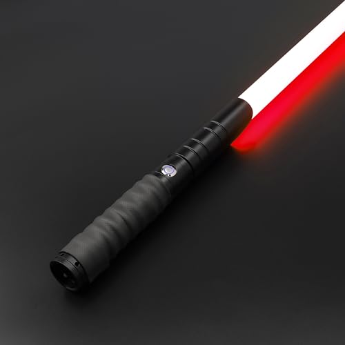TXQ SABER Light Saber RGB 12 Colors to Change, Heavy Dueling Light UP Saber for Adult and Kids,Force FX 16 Sound Fonts,Halloween Christmas Birthday Party Gifts,E01 Black (Including Wrapping Tape)