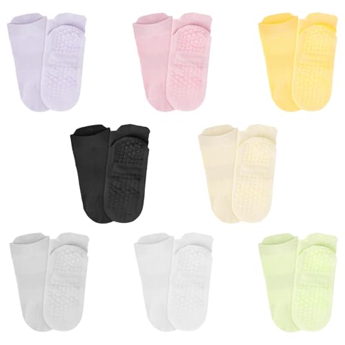 GuBaoZhuo Lot de 8 paires de chaussettes antidérapantes pour femme - 39-42 - Chaussettes de yoga douces en coton - Chaussettes antidérapantes pour femme - Ballet, danse, fitness, rééducation à la