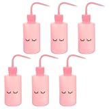 Amosfun 6pcs 250ml Leak-proof Squeeze Bottles with Curved Spout for Eyelash Cleaning and Plant Watering Portable Multi-function Plastic Wash Bottles for Beauty and Personal Care
