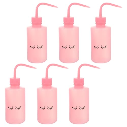 Amosfun 6pcs 250ml Leak-proof Squeeze Bottles with Curved Spout for Eyelash Cleaning and Plant Watering Portable Multi-function Plastic Wash Bottles for Beauty and Personal Care