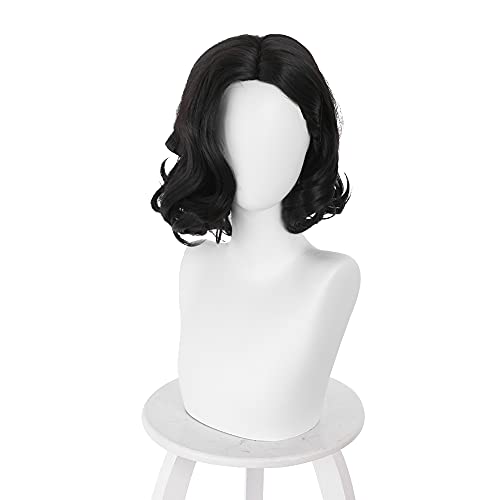 PWEINCY Evil Alcina Lady Dimitrescu Cosplay Perücke schwarz kurzer Bob gewellt Mittelteil Anime Party Halloween Kostüm Perücken Frauen Cover