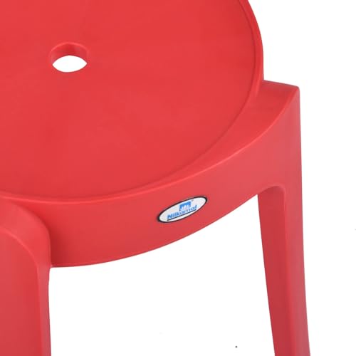 Image of Nilkamal Twist Sturdy and Durable Plastic Seating Stool | Set of 2 | for Living Room, Bedroom, Bathroom, Kitchen, Office | Bright Red